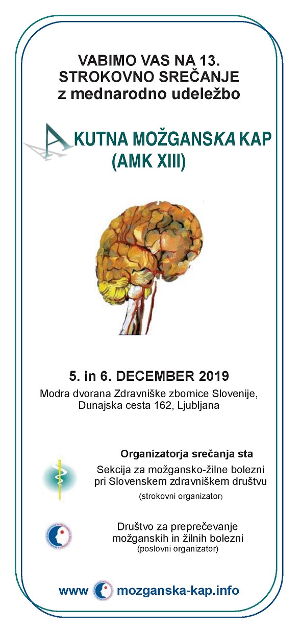 Letos, 2019, je strokovno srečanje Akutna možganska kap potekalo v modri dvorani Zdravniške zbornice Slovenije
