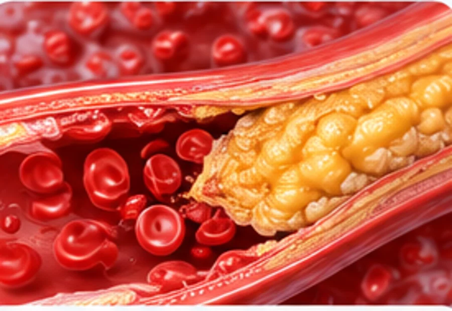 Medicinska ilustracija aterosklerotične obloge v arteriji